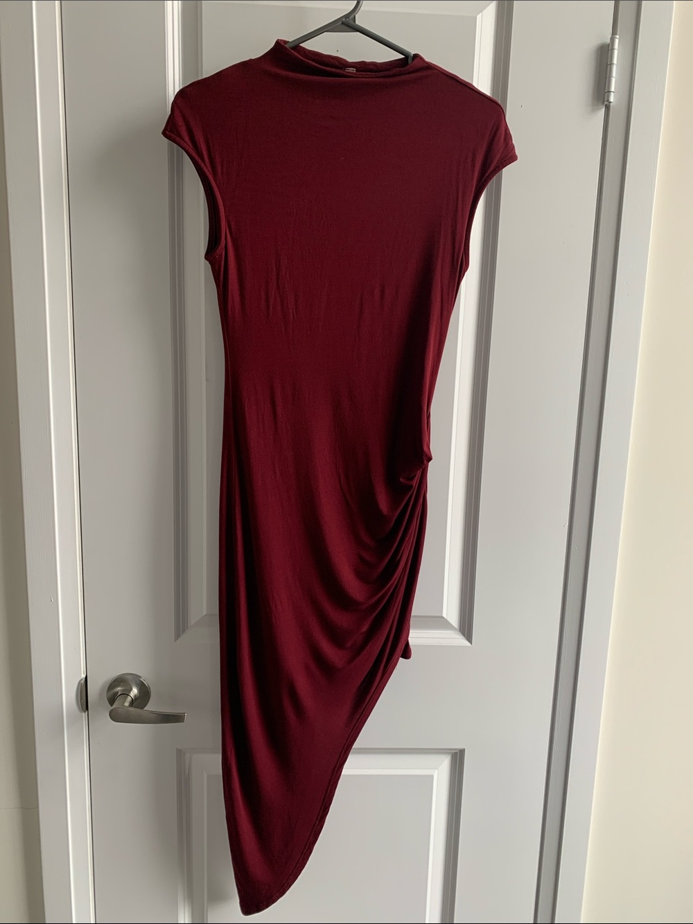 A+ Ellen Deep Burgundy Asymmetrical Sleeveless Dress